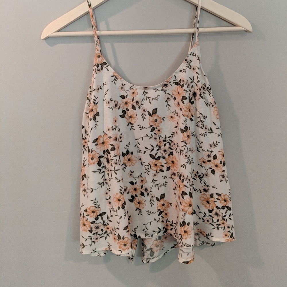 American Eagle Floral Tank Top with Open Back